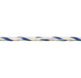 Corde nylon blanc/bleu d.6,5mm avec 6 fils conducteurs inox d.0,20mm