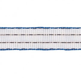 Ruban nylon blanc/bleu 40mm renforcé avec 6 fils inox + 4 fils cuivre d.0,30mm