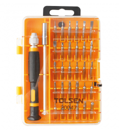 Coffret de vissage Tolsen 20041, 42 pièces avec tournevis cliquet 1/4,  embout de vissage PH, Torx, Plat, Btr et douilles chrome vanadium Tolsen