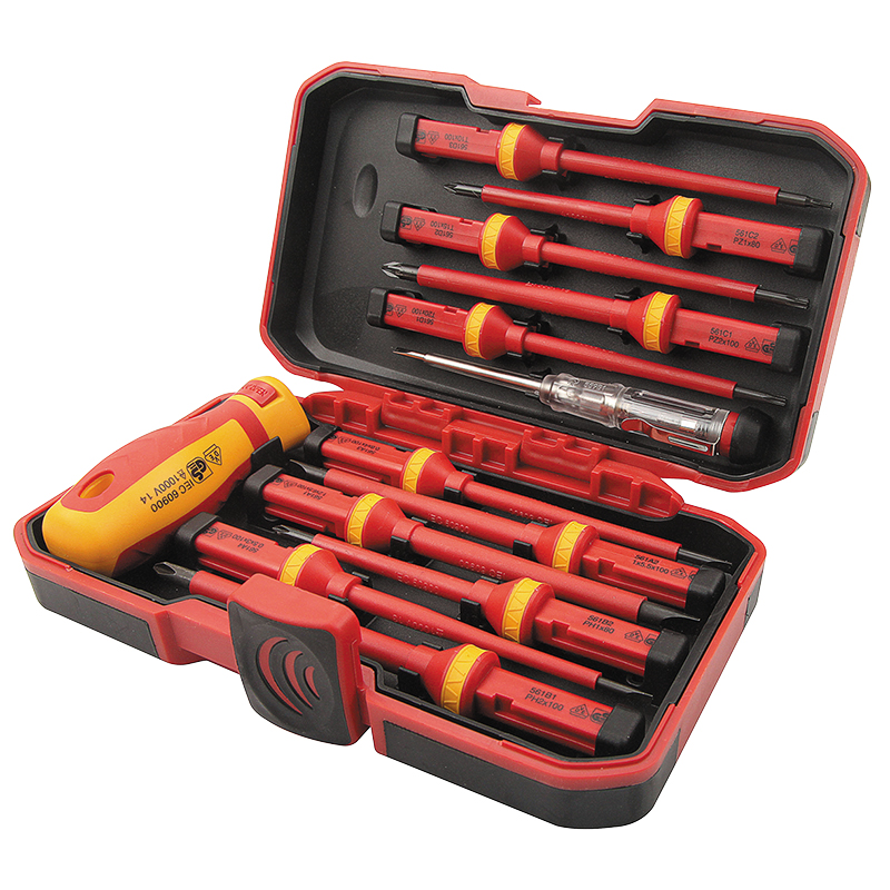 Kit 12 tournevis électricien compact Tolsen - Tournevis - Outils