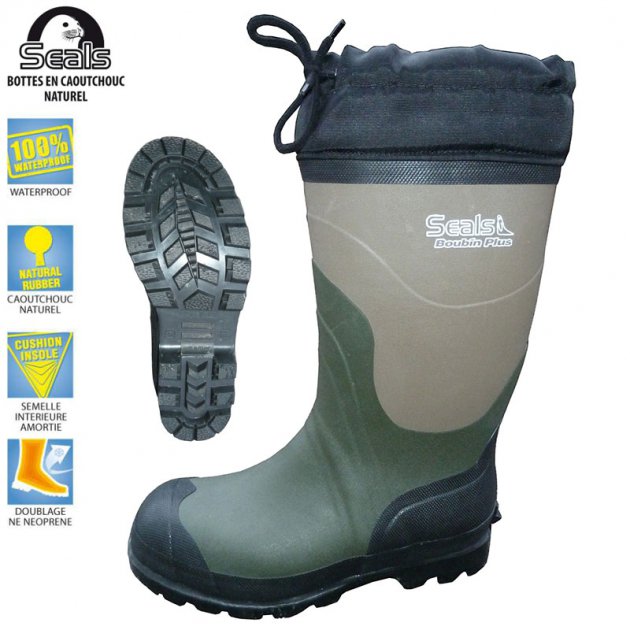 Bottes Seals Boubin Plus noir/vert à lacet Bottes Vêtements