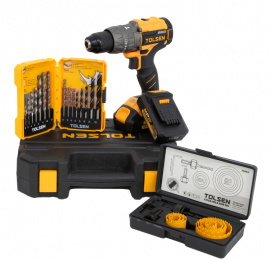 Pack Perceuse sans fil Pro avec kit forets et scies cloches Tolsen