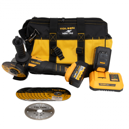 Pack Meuleuse 125mm avec batteries et accessoires Tolsen - 15185 - Pack Meuleuse 125mm avec batteries et accessoires Tolsen